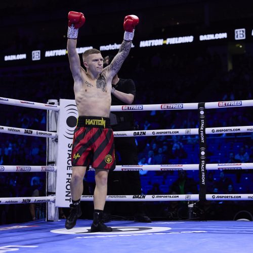 London, UK: Campbell Hatton v Louis Fielding, Lightweight Contest.
1 April 2023
Picture By Mark Robinson Matchroom Boxing
Campbell Hatton stops Louis Fielding n The 1st Round